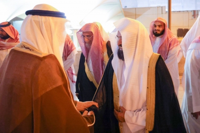 الرئيس العام يستقبل الشيخ صالح بن حميد رئيس مجمع الفقه الإسلامي الدولي وأعضاء المجمع بحضور عدد من قيادات الرئاسة